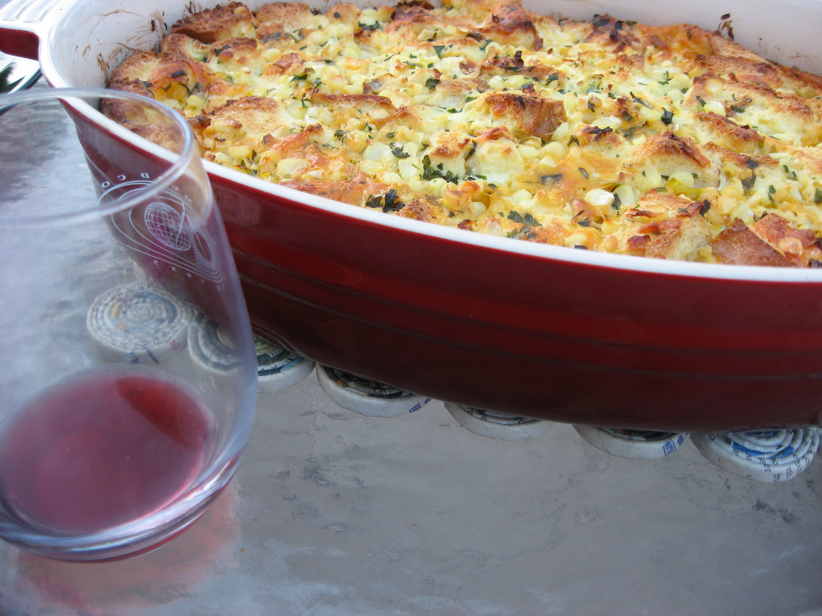 Savory Bread Pudding with Fresh Corn