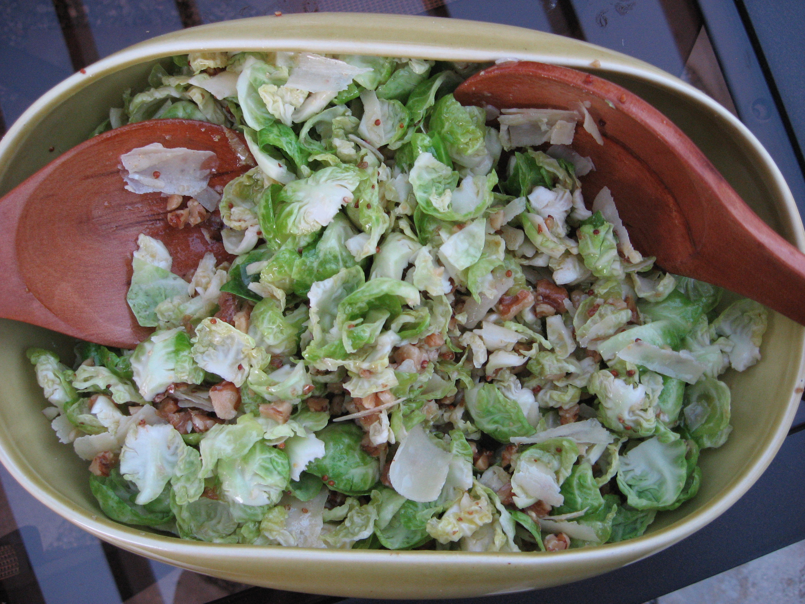 Raw Brussels Sprout Salad with Parmesan and Toasted Walnuts