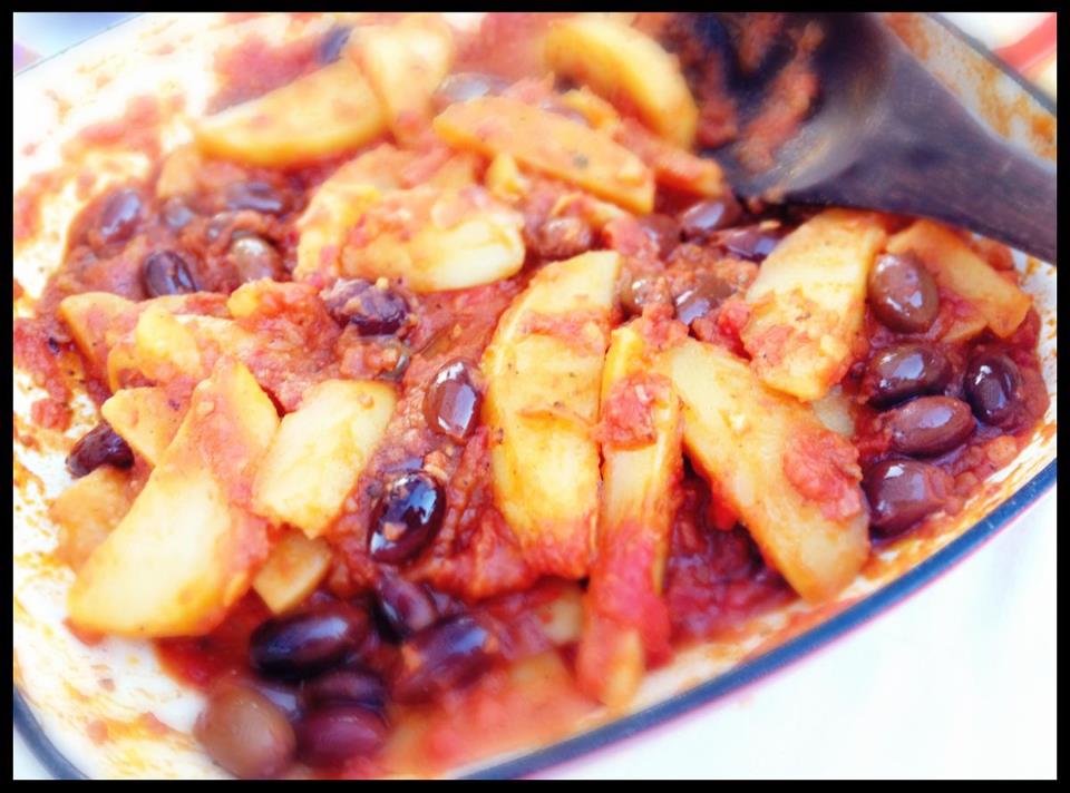 Greek Potatoes Stewed with Kalamata Olives