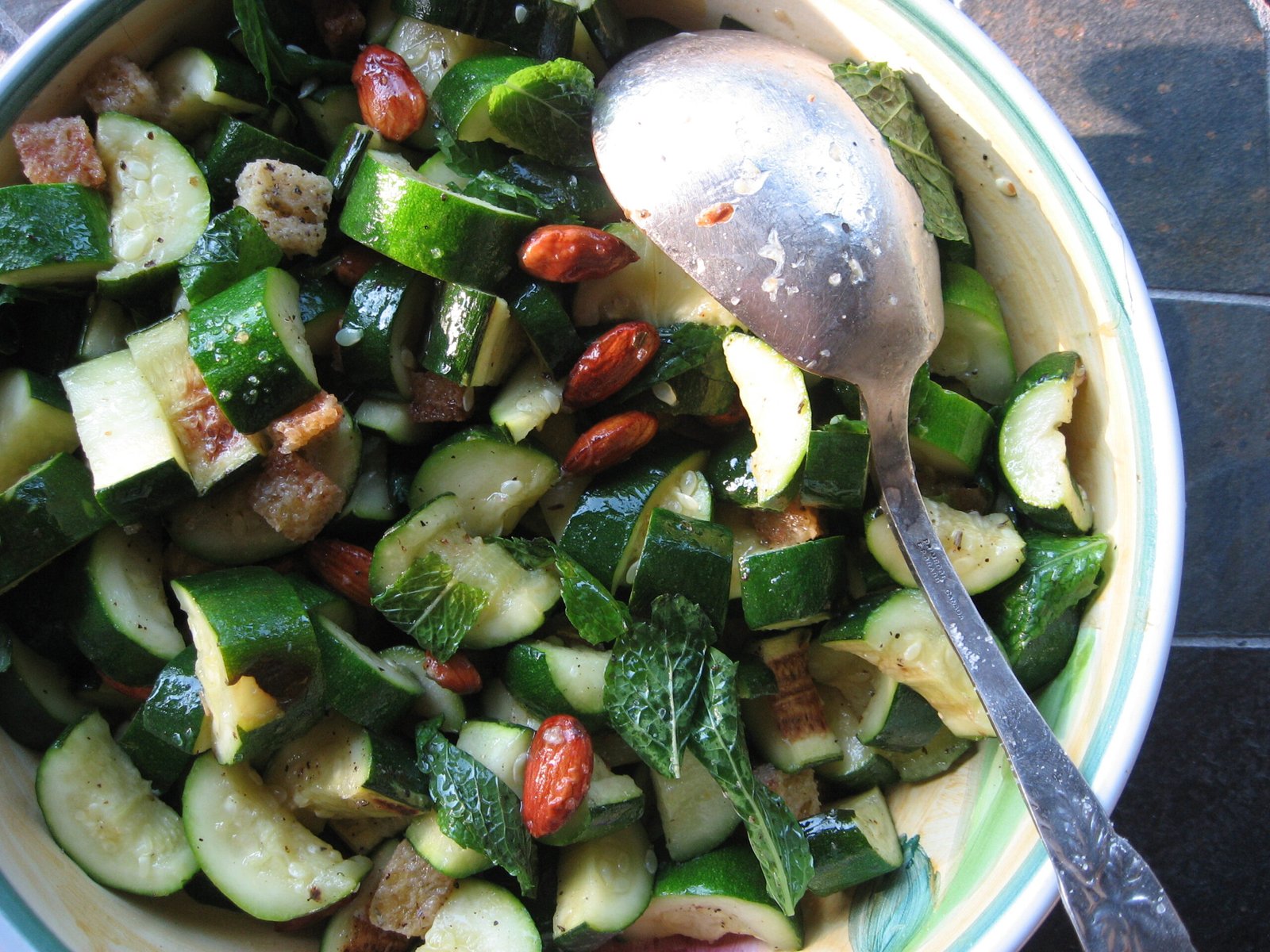 Roasted Zucchini and Mint Salad