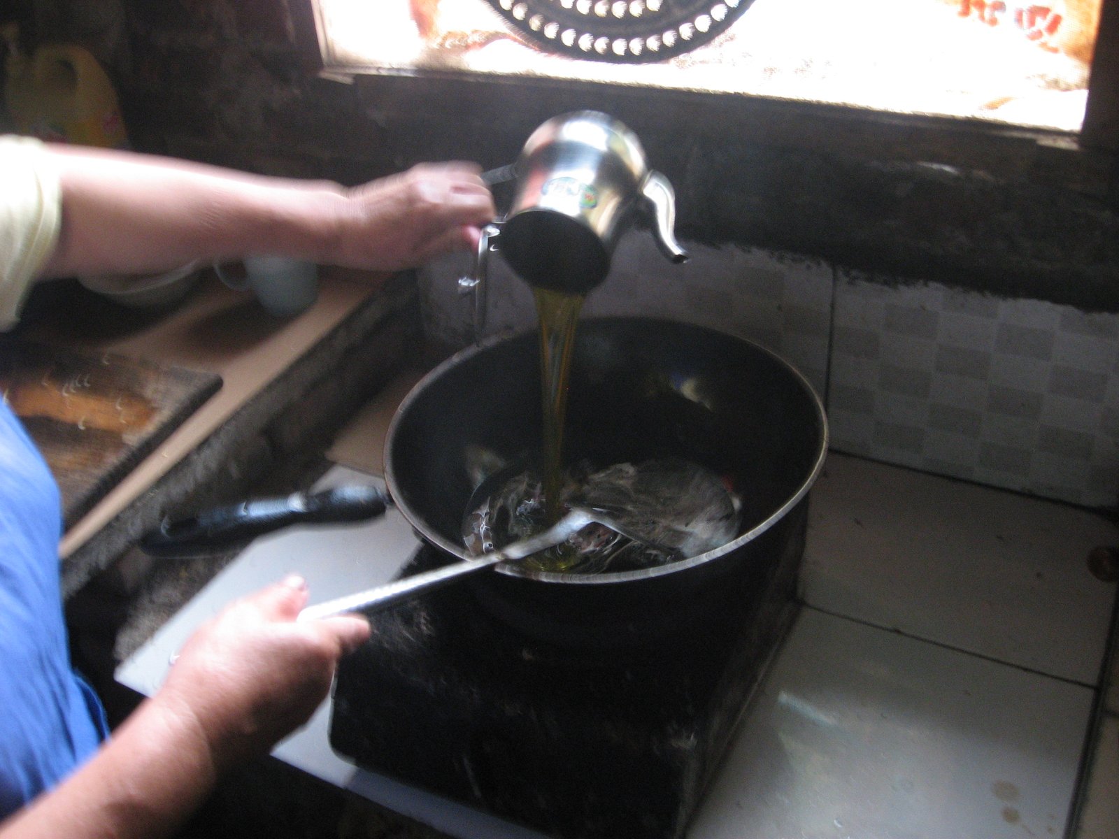 adding oil