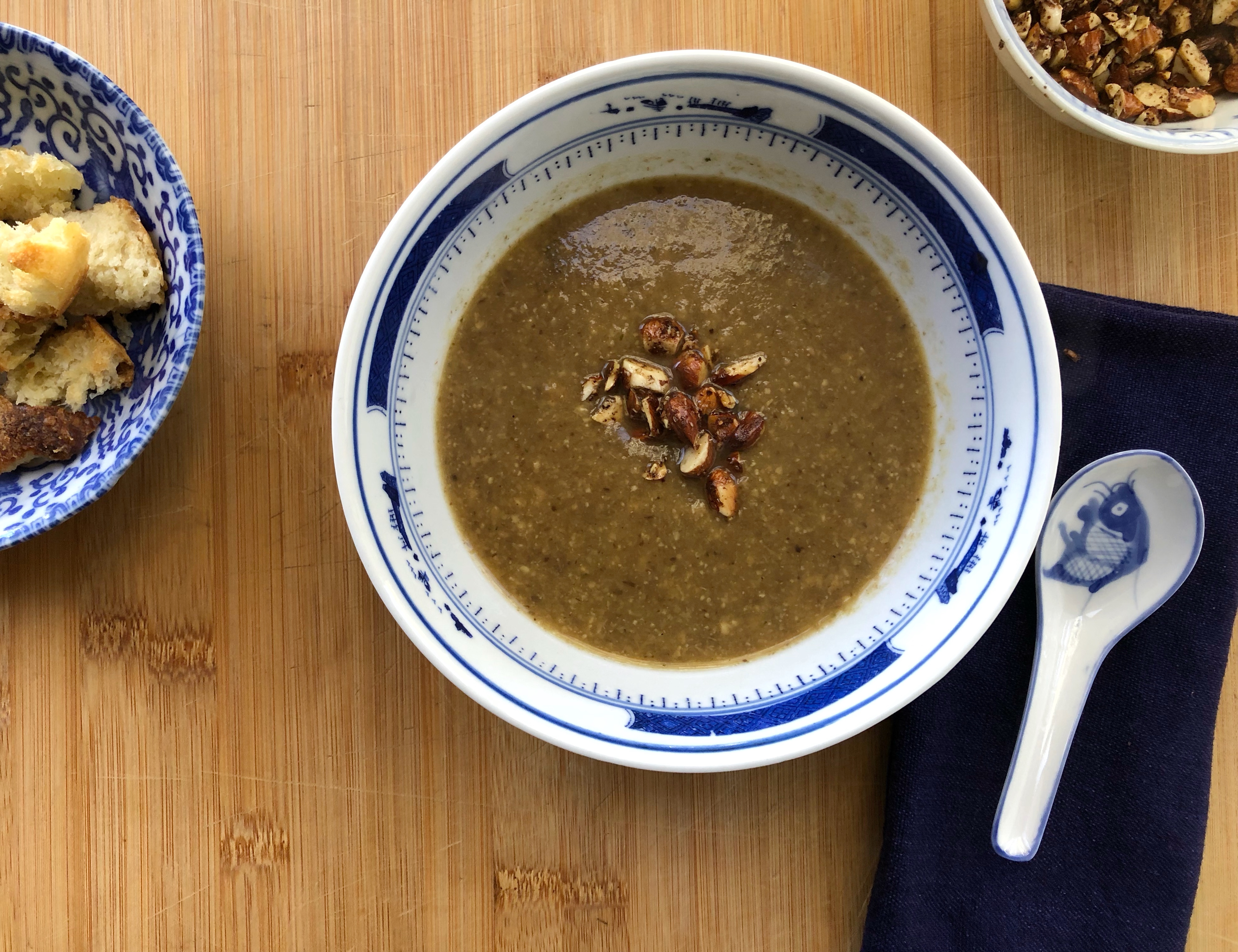 Lebanese Mushroom Soup with Sumac Almonds