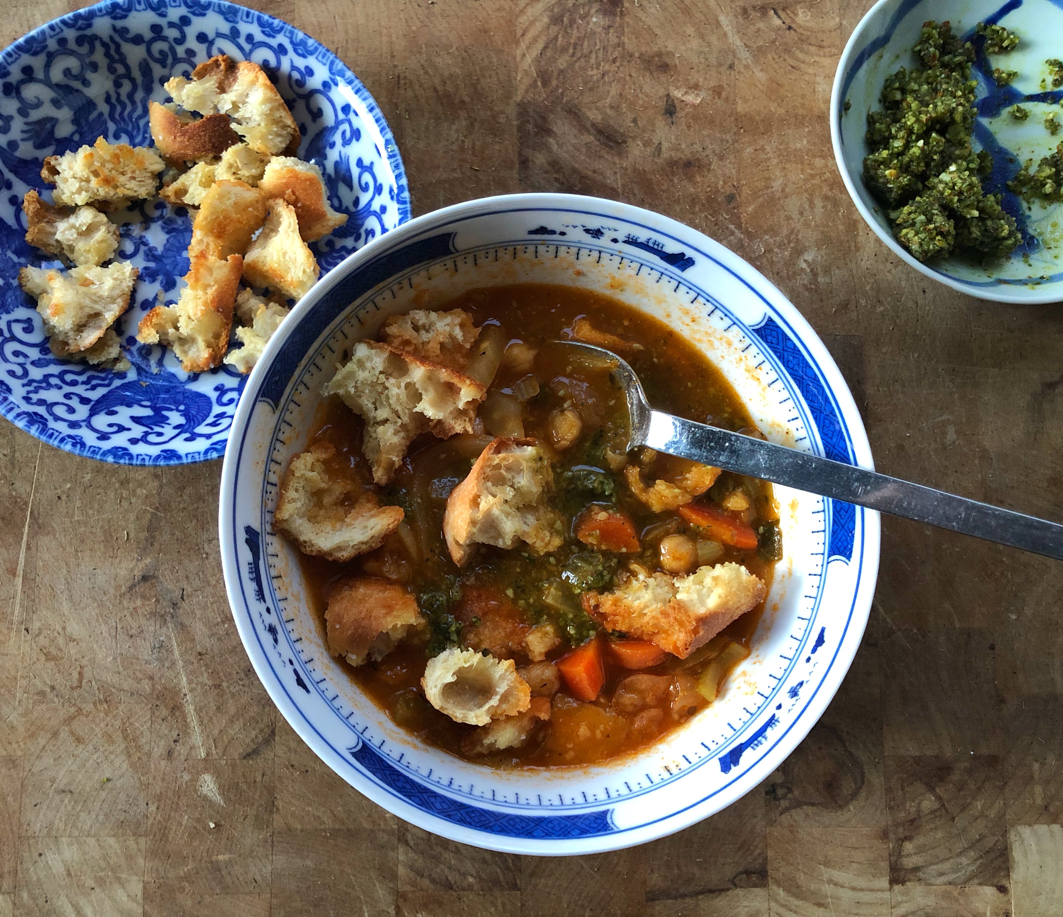 Chickpea Fennel Soup with Pesto