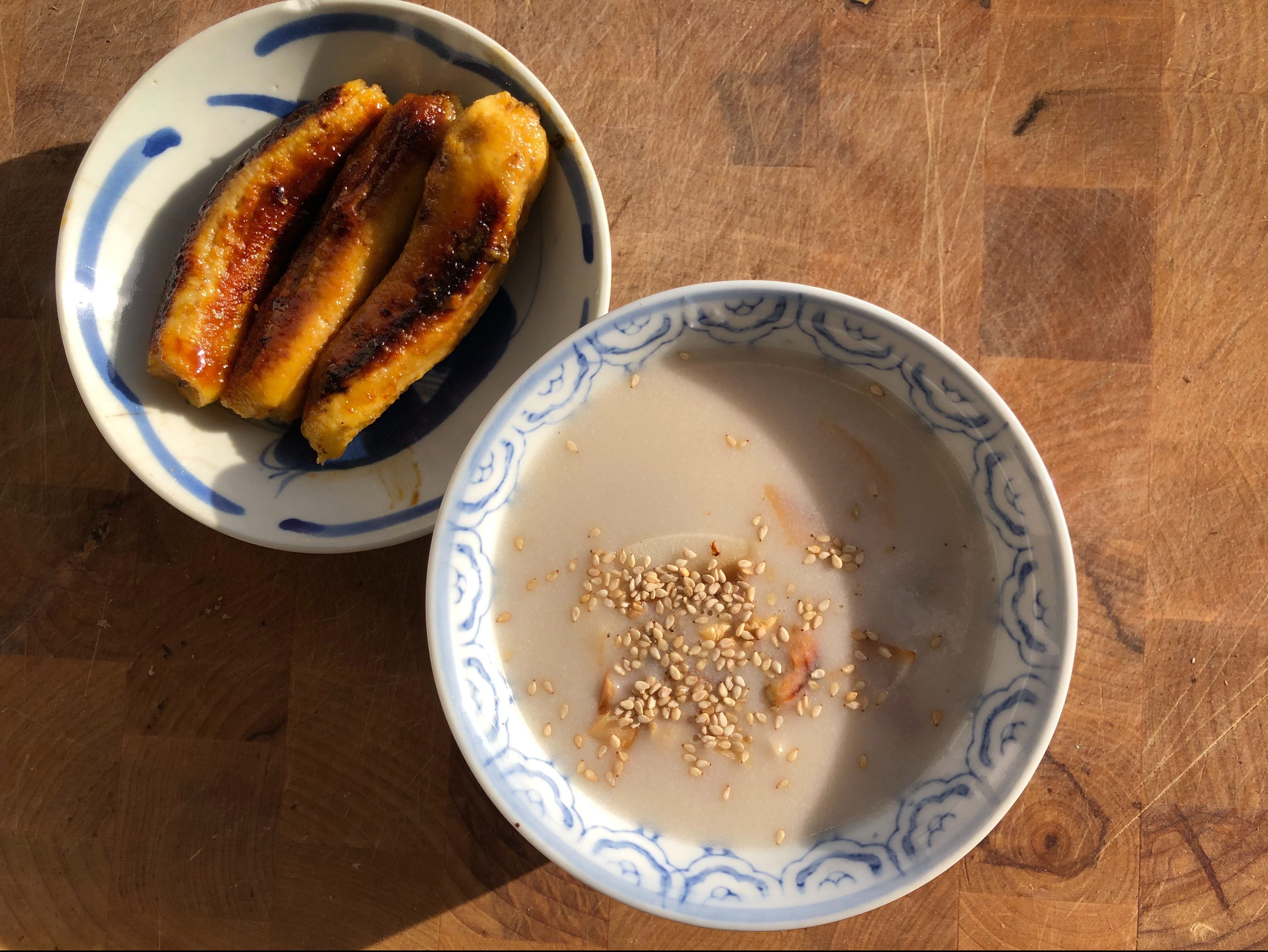 Vietnamese Coconut Tapioca Pudding with Grilled Bananas