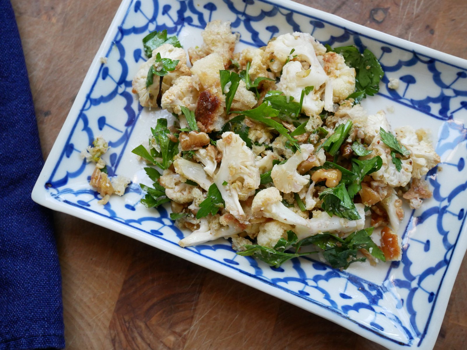 Roasted Cauliflower with Crunchy Lemon-Garlic Breadcrumbs and Caper Vinaigrette